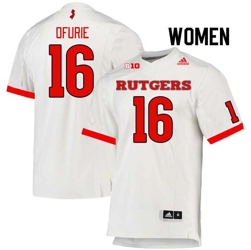 Women #16 Jesse Ofurie Rutgers Scarlet Knights College Football Jerseys Stitched Sale-White